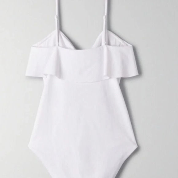 Aritzia Wilfred Nyla One Piece Ruffle Swim Bodysuit White Size Small - Picture 3 of 9